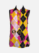 Christian Dior by John Galliano 2004 Argyle Logo Sleeveless Polo Top front