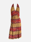 Vintage Missoni Bronze Zigzag Knit Halter Wrap Dress front