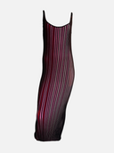 Paco Rabanne Pink Gradient Striped Button-Back Knit Midi Dress front