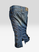 Just Cavalli Vintage Y2K Side-Buckle Washed Denim Midi Pencil Skirt