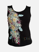 D&G Dolce & Gabbana Y2K Floral Appliqué Beaded Lace-Back Tank Top front