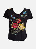 Vintage Christian Dior by John Galliano Floral Embroidered Logo T-Shirt front