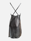Vintage Paco Rabanne metallic silver grid mini dress back