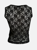 D&G Dolce & Gabbana Y2K Floral Appliqué Beaded Lace-Back Tank Top back