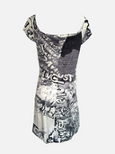 Just Cavalli Y2K Black & White Graffiti Print Dress back