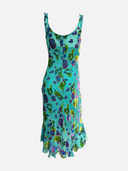 Vintage 90s Betsey Johnson Turquoise Floral Burnout Velvet Dress back