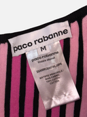 Paco Rabanne Pink Gradient Striped Button-Back Knit Midi Dress brand size and composition tag