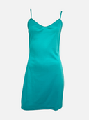 Vintage 90s Betsey Johnson Turquoise Floral Burnout Velvet Dress inner slip front