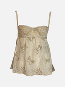 Dolce & Gabbana Cream & Gold Metallic Butterfly Lace Bustier Camisole