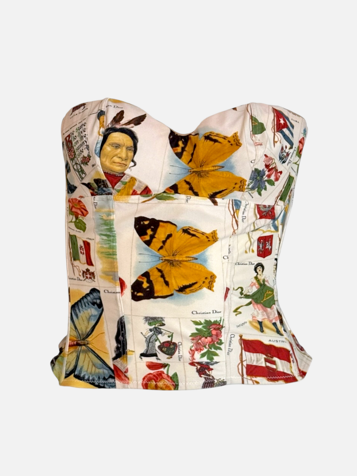 Dior by John Galliano SS2002 Stamp Print Bustier Corset