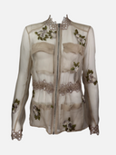 Elie Tahari "Katya" Embroidered Sheer Silk Organza Jacket