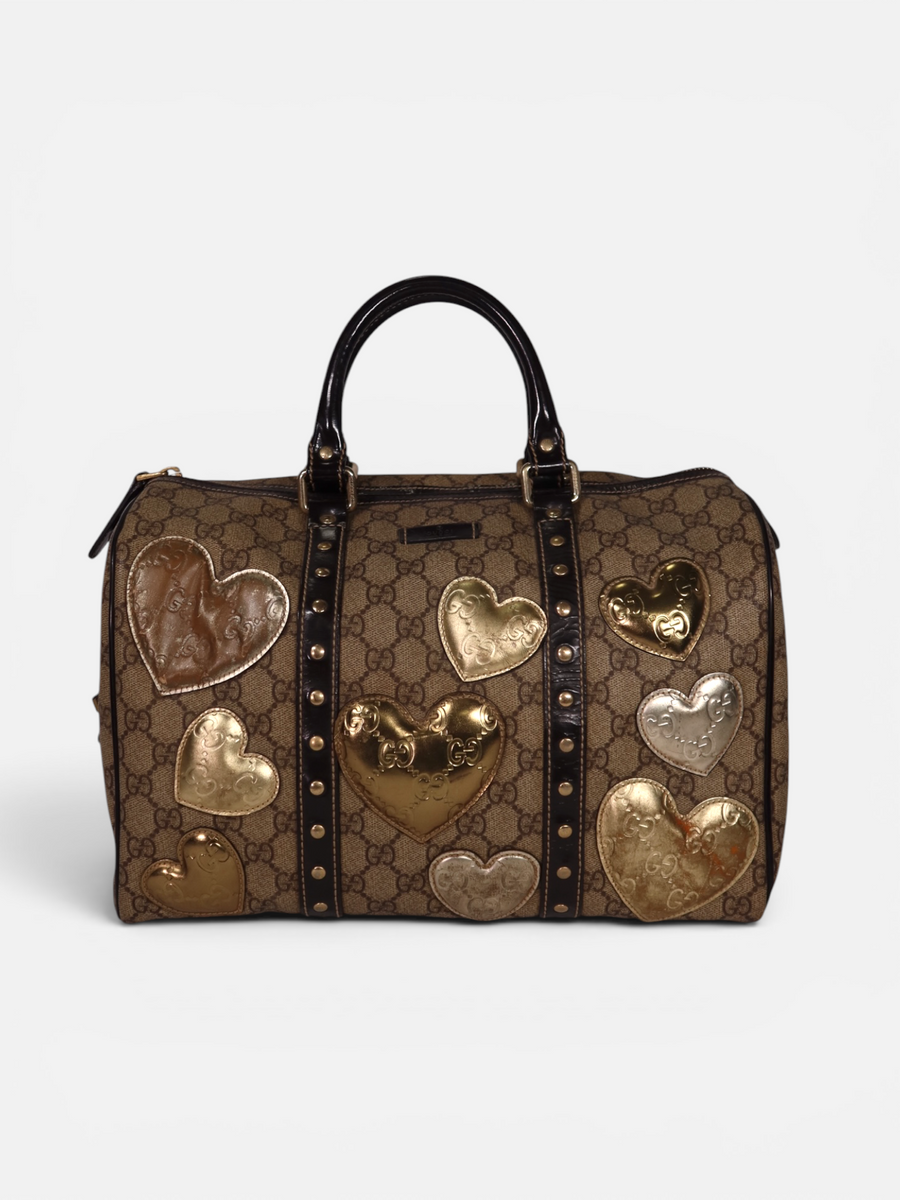 Gucci Hearts Joy Boston Bag in GG Supreme