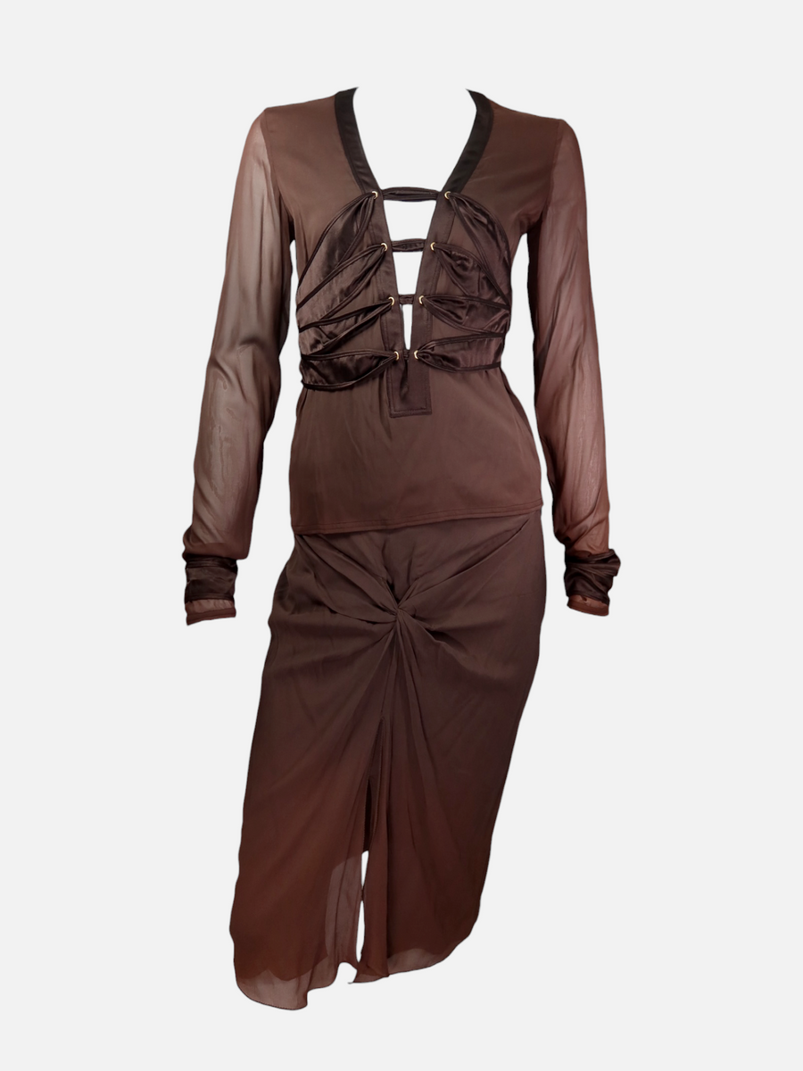 Gucci by Tom Ford Bondage Top & Skirt Set