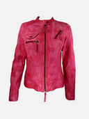 Vintage Fuchsia Leather Moto Jacket