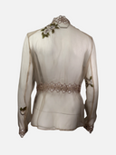 Elie Tahari "Katya" Embroidered Sheer Silk Organza Jacket