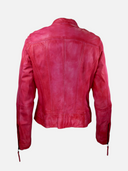 Vintage Fuchsia Leather Moto Jacket