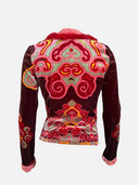 Voyage Passion Faux Fur Trim Velvet Psychedelic Cardigan