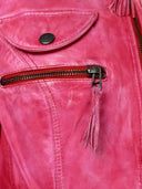 Vintage Fuchsia Leather Moto Jacket