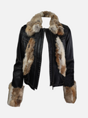 Vintage Patchwork Fur Trim Leather Jacket