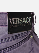 Versace Jeans Couture Metallic Coated Purple Bootcut Trousers