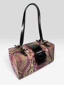 Fendi Vintage Purple Multicolour Python FF Box Shoulder Bag — Front Left Angle