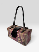 Fendi Vintage Purple Multicolour Python FF Box Shoulder Bag — Front Right Angle