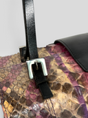 Fendi Vintage Purple Multicolour Python FF Box Shoulder Bag — Strap Buckle Hardware Detail