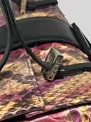 Fendi Vintage Purple Multicolour Python FF Box Shoulder Bag — Zipper Pull Detail