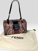 Fendi Vintage Purple Multicolour Python FF Box Shoulder Bag — Dust Bag