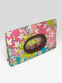Emilio Pucci Vintage Multicolour Signature Print Canvas Clutch Bag — Front Left Angle