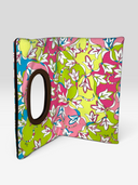 Emilio Pucci Vintage Multicolour Signature Print Canvas Clutch Bag — Open Side Profile