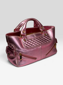 Celine Vintage Metallic Pink Quilted Biker Boogie Bag — Front Left Angle
