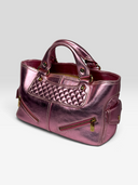 Celine Vintage Metallic Pink Quilted Biker Boogie Bag — Front Right Angle