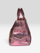 Celine Vintage Metallic Pink Quilted Biker Boogie Bag — Side Profile 1