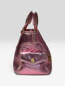 Celine Vintage Metallic Pink Quilted Biker Boogie Bag — Side Profile 2