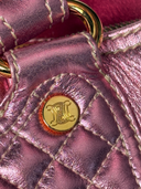 Celine Vintage Metallic Pink Quilted Biker Boogie Bag — Logo Medallion Detail