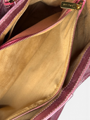 Celine Vintage Metallic Pink Quilted Biker Boogie Bag — Interior Pocket & Brand Plaque View
