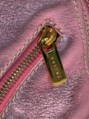 Celine Vintage Metallic Pink Quilted Biker Boogie Bag — Zipper Pull Detail