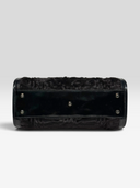 Gianni Versace Couture Vintage Black Patent Leather & Textured Plush Chain Shoulder Bag — Bottom