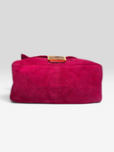 Fendi Vintage Hot Pink Suede Baguette Bag with Glitter FF Buckle - Bottom