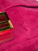 Fendi Vintage Hot Pink Suede Baguette Bag with Glitter FF Buckle - FF Buckle & Suede Condition Detail 2
