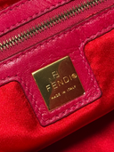 Fendi Vintage Hot Pink Suede Baguette Bag with Glitter FF Buckle - Interior Brand Plaque