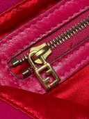 Fendi Vintage Hot Pink Suede Baguette Bag with Glitter FF Buckle - Interior Zipper Pull Detail