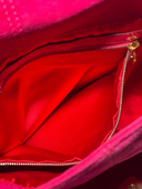 Fendi Vintage Hot Pink Suede Baguette Bag with Glitter FF Buckle - Interior Pocket