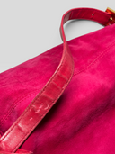 Fendi Vintage Hot Pink Suede Baguette Bag with Glitter FF Buckle - Strap Condition Detail 1
