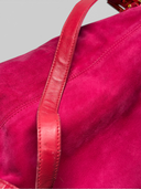 Fendi Vintage Hot Pink Suede Baguette Bag with Glitter FF Buckle - Strap Condition Detail 2