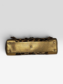 Tanner Krolle Vintage Metallic Gold Leather Leopard Haircalf Buckle Shoulder Bag - Bottom