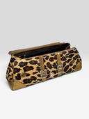 Tanner Krolle Vintage Metallic Gold Leather Leopard Haircalf Buckle Shoulder Bag - Open Front