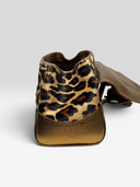 Tanner Krolle Vintage Metallic Gold Leather Leopard Haircalf Buckle Shoulder Bag - Open Side Profile 1