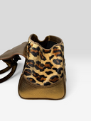 Tanner Krolle Vintage Metallic Gold Leather Leopard Haircalf Buckle Shoulder Bag - Open Side Profile 2